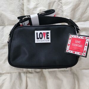 Brighton Black Crossbody Bag with Red Heart Accent. Nwt